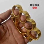 Alloy thickened round head iron hand buckle fist buckle finger tiger glove iron four-finger legal martial arts fighter support ring ring - immagine 5