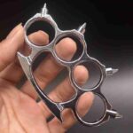Legal defense equipment finger tiger tip ring hand buckle fist buckle martial arts fight tiger ring fist ring iron four-finger hand brace - immagine 2