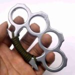 Iron four-finger hand bracer martial arts fight metal ring self-defense hand buckle fist buckle fiberglass alloy finger tiger four-finger ring buckle - immagine 12