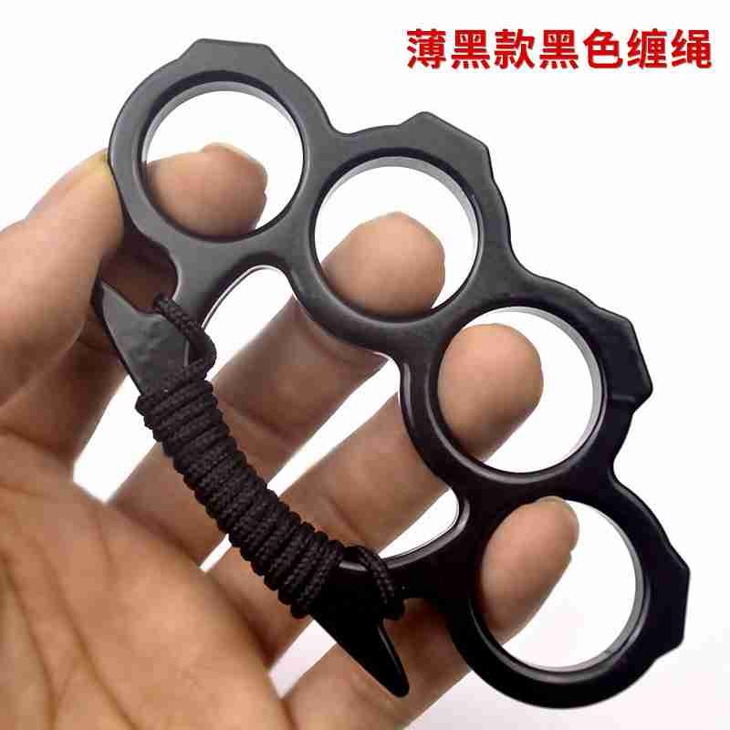 16649591149_2086927425.jpg Iron four-finger hand bracer martial arts fight metal ring self-defense hand buckle fist buckle fiberglass alloy finger tiger four-finger ring buckle - immagine 1