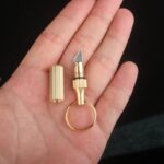 1PCS Mini Brass Capsule Pocket Knife Portable Utility Knifes Survival Knife Keychain Pendant Gadget Letter Package Opener
