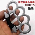 Metal four-finger martial arts fight finger buckle fist ring thickened hand buckle fist buckle glass fiber alloy finger tiger iron four-finger hand support - immagine 7