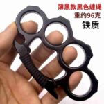 Iron four-finger hand bracer martial arts fight metal ring self-defense hand buckle fist buckle fiberglass alloy finger tiger four-finger ring buckle - immagine 4