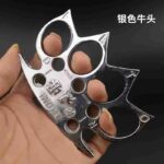 Defense equipment thickened bull head tiger finger martial arts gloves hand buckle fist buckle iron four-finger tiger fighting hand support ring ring - immagine 3