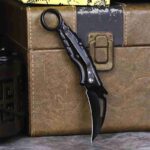 Black Folding Pocket Folding Paw Knife, Household Pocket Fruit Knife, Key Chain DYI Folding Tool Knife, Unpacking Tool Knife - immagine 2