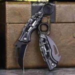 Black Folding Pocket Folding Paw Knife, Household Pocket Fruit Knife, Key Chain DYI Folding Tool Knife, Unpacking Tool Knife