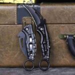 Black Folding Pocket Folding Paw Knife, Household Pocket Fruit Knife, Key Chain DYI Folding Tool Knife, Unpacking Tool Knife - immagine 3