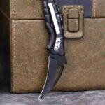 Black Folding Pocket Folding Paw Knife, Household Pocket Fruit Knife, Key Chain DYI Folding Tool Knife, Unpacking Tool Knife - immagine 5