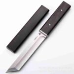 Black wood Japanese outdoor D2 steel straight knife