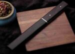 Black wood Japanese outdoor D2 steel straight knife - immagine 3