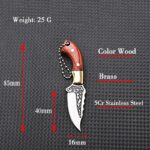 Brass Color Wood Knife MINI Portable Unboxing Small Blade Straight Knife With Leather Case CS GO Hanging Outdoor Camping EDC Kni - immagine 2