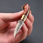 Brass Color Wood Knife MINI Portable Unboxing Small Blade Straight Knife With Leather Case CS GO Hanging Outdoor Camping EDC Kni - immagine 3