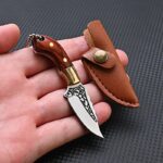Brass Color Wood Knife MINI Portable Unboxing Small Blade Straight Knife With Leather Case CS GO Hanging Outdoor Camping EDC Kni - immagine 4
