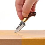 Brass Color Wood Knife MINI Portable Unboxing Small Blade Straight Knife With Leather Case CS GO Hanging Outdoor Camping EDC Kni - immagine 5