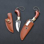 Brass Color Wood Knife MINI Portable Unboxing Small Blade Straight Knife With Leather Case CS GO Hanging Outdoor Camping EDC Kni - immagine 6