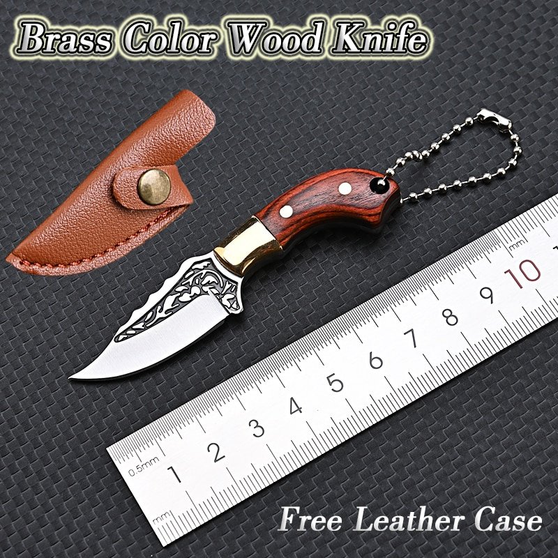 Brass-Color-Wood-Knife-MINI-Portable-Unboxing-Small-Blade-Straight-Knife-With-Leather-Case-CS-GO.jpg Brass Color Wood Knife MINI Portable Unboxing Small Blade Straight Knife With Leather Case CS GO Hanging Outdoor Camping EDC Kni - immagine 1