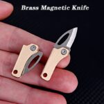 Brass Magnetic Attraction MINI Folding Knife Portable Unboxing Small Blade Keychain CS GO Hanging Outdoor Camping EDC Knife - immagine 4