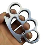 Cross-border aluminum alloy martial arts fighting fiberglass finger tiger hand buckle fist buckle thickened black four-finger glove aluminum tiger ring - immagine 3