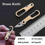 EDC Brass Knife Sharp Outdoor Self-defense Tool Gift Portable Unpacking Folding Knife Car Key Chain Pendant Demolition Express - immagine 5