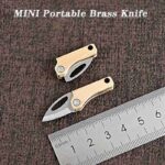 EDC Brass Knife Sharp Outdoor Self-defense Tool Gift Portable Unpacking Folding Knife Car Key Chain Pendant Demolition Express - immagine 6