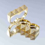 Jewelry Brass Knuckle Ring Double Finger Conjoined Egyptian Pyramid Personality Gift Resizable Rings for Women - immagine 2