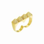 Jewelry Brass Knuckle Ring Double Finger Conjoined Egyptian Pyramid Personality Gift Resizable Rings for Women
