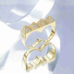 Jewelry Brass Knuckle Ring Double Finger Conjoined Egyptian Pyramid Personality Gift Resizable Rings for Women - immagine 4