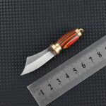 MINI Brass Wood Knife Portable Unboxing Straight Knife With Leather Case CS GO Hanging Outdoor Camping EDC Knife - immagine 4