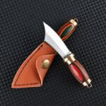 MINI Brass Wood Knife Portable Unboxing Straight Knife With Leather Case CS GO Hanging Outdoor Camping EDC Knife - immagine 6