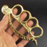 Metal finger tiger four-fingered beauty ghost hand buckle fist ring finger ring defense fight knuckle copper sleeve hand brace fist buckle - immagine 5
