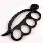Metal finger tiger four-fingered beauty ghost hand buckle fist ring finger ring defense fight knuckle copper sleeve hand brace fist buckle - immagine 3