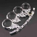 Four-fingered white bone fine hand buckle fist ring finger tiger metal hand support child fist buckle finger ring martial arts fight knuckle copper sleeve - immagine 4