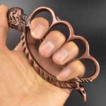 Metal finger tiger four-fingered beauty ghost hand buckle fist ring finger ring defense fight knuckle copper sleeve hand brace fist buckle - immagine 2