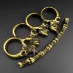Four-fingered white bone fine hand buckle fist ring finger tiger metal hand support child fist buckle finger ring martial arts fight knuckle copper sleeve