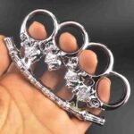 Four-fingered white bone fine hand buckle fist ring finger tiger metal hand support child fist buckle finger ring martial arts fight knuckle copper sleeve - immagine 7