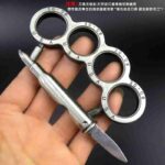 With knife bullet head hand buckle fist ring iron supporter fight martial arts iron four-finger ring finger tiger fist buckle defense life-saving equipment