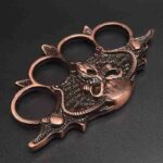 Metal bull head iron four-fingered fist buckle four-fingered ring martial arts fight finger tiger hand Kui hand buckle with car equipment finger buckle - immagine 2