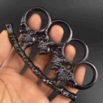 Four-fingered white bone fine hand buckle fist ring finger tiger metal hand support child fist buckle finger ring martial arts fight knuckle copper sleeve - immagine 6