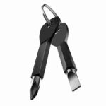 Outdoor Self Defense Pocket Keychain Multifunctional Portable EDC Survival Tool Set Screwdriver Key Flathead Cross Silver Black - immagine 3