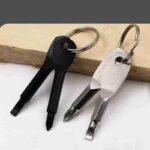 Outdoor Self Defense Pocket Keychain Multifunctional Portable EDC Survival Tool Set Screwdriver Key Flathead Cross Silver Black - immagine 7