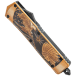 5.5 INCH Rumble Black/Org OTF Auto Knife Dagger Eagle/Headdress - immagine 3