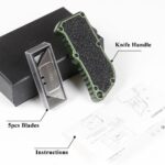 utility Knives，5PCS Blades Survival Pocket Knife Paper Box Cutter Portable DIY Stationery Hand Tools Multitool - immagine 8