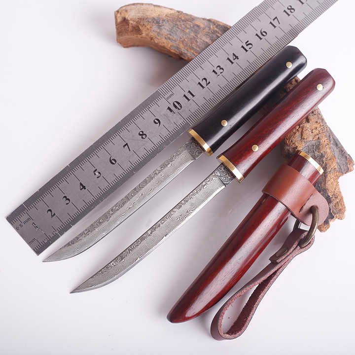 damascus-steel-vg10-core-layer-camping-survival-hunting-small-straight-knife-with-ebony-wood-handle_64355c8175d1d.jpeg Damascus Steel VG10 Core Layer Camping Survival Hunting Small Straight Knife With Ebony Wood Handle - immagine 1