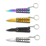 1pc Portable Stainless Steel Folding Butterfly Knife，EDC Outdoor Game Practice Knife，Suitable for Beginners to use - immagine 2