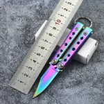 1pc Portable Stainless Steel Folding Butterfly Knife，EDC Outdoor Game Practice Knife，Suitable for Beginners to use