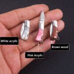 21 Styles Mini Brass Wood Folding Knife Acrylic Sharp EDC Self-defense Portable Keychain Hanging Outdoor Unboxing Knife - immagine 3
