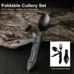 4 In 1 Multitool Outdoor Camping Utensils Portable Stainless Steel Foldable Spoon Fork Knife Bottle Opener Combo Set Cutlery - immagine 5