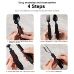 4 In 1 Multitool Outdoor Camping Utensils Portable Stainless Steel Foldable Spoon Fork Knife Bottle Opener Combo Set Cutlery - immagine 6