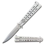 5inch Closed Length Heavy Duty Night Echo Butterfly Knife Silver