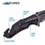 MT-A845 Spring Assist Folding Knife, Black Blade，camping Survival Tactical knives - immagine 7